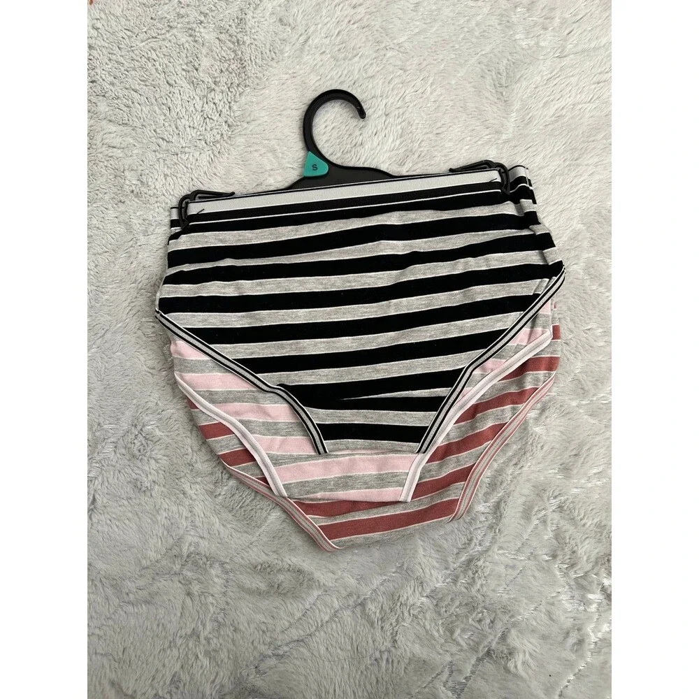 Cotton underwear black pink burgundy grey striped new